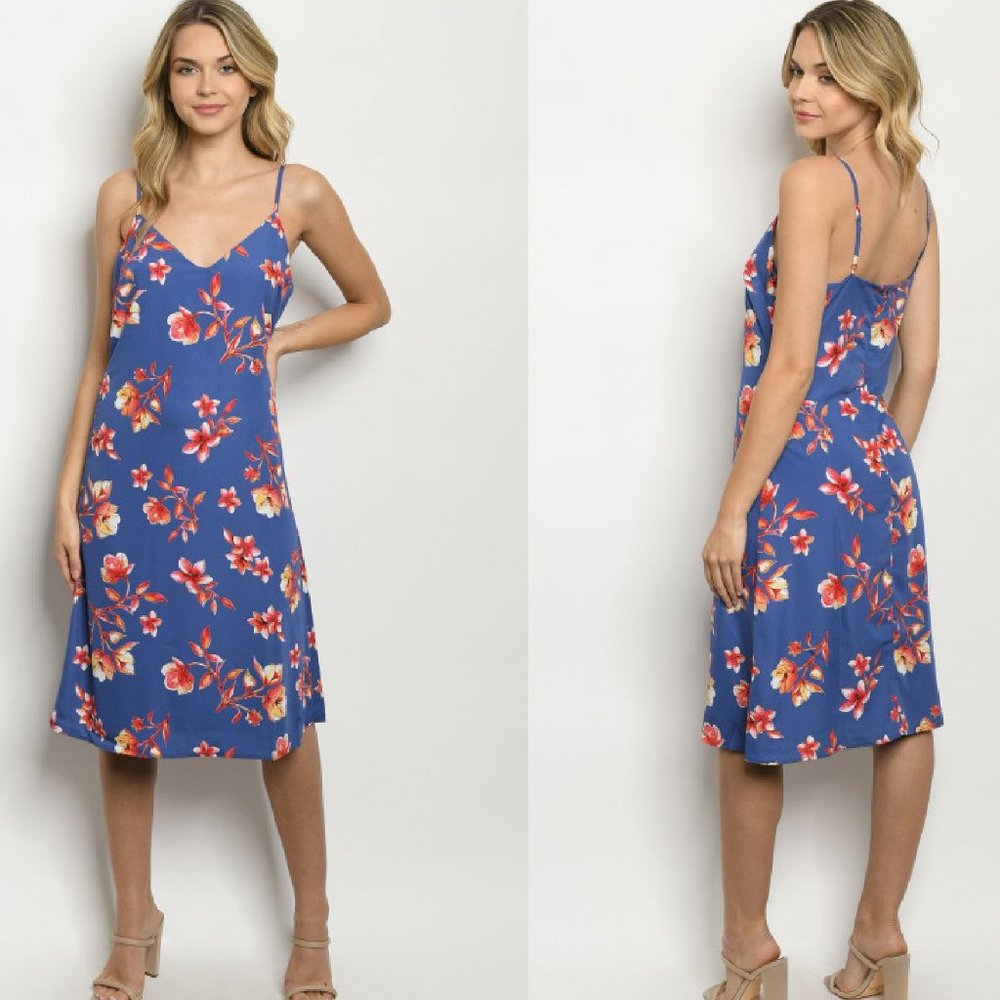 NWT Blue Spaghetti strapped summer dress
